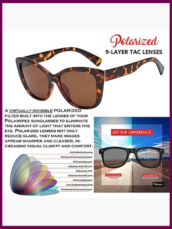 Polarized Cat Eye Sunglasses, Oversized UV400 Protection, Plastic Frame main image 7